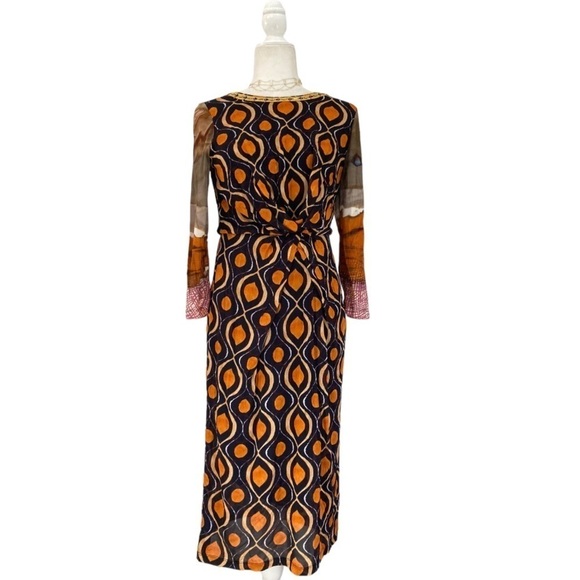 Anthropologie x Blank London Twist Front NWT Dress Long Sleeve Midi Batik Print - Picture 2 of 12